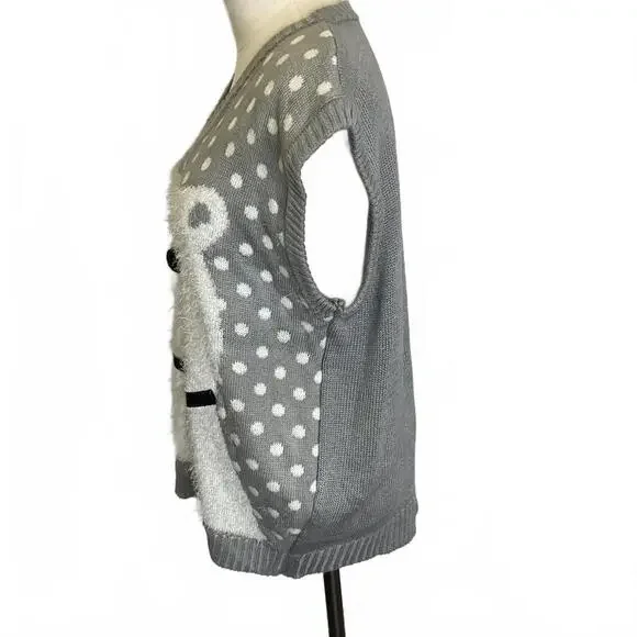 Merry Christmas Womens Size Large Gray Polar Bear Christmas Sweater Ugly Sweater - Picture 5 of 8